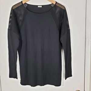 Champion Black Fishnet Mesh Shoulder Long Sleeve Active Top Size M